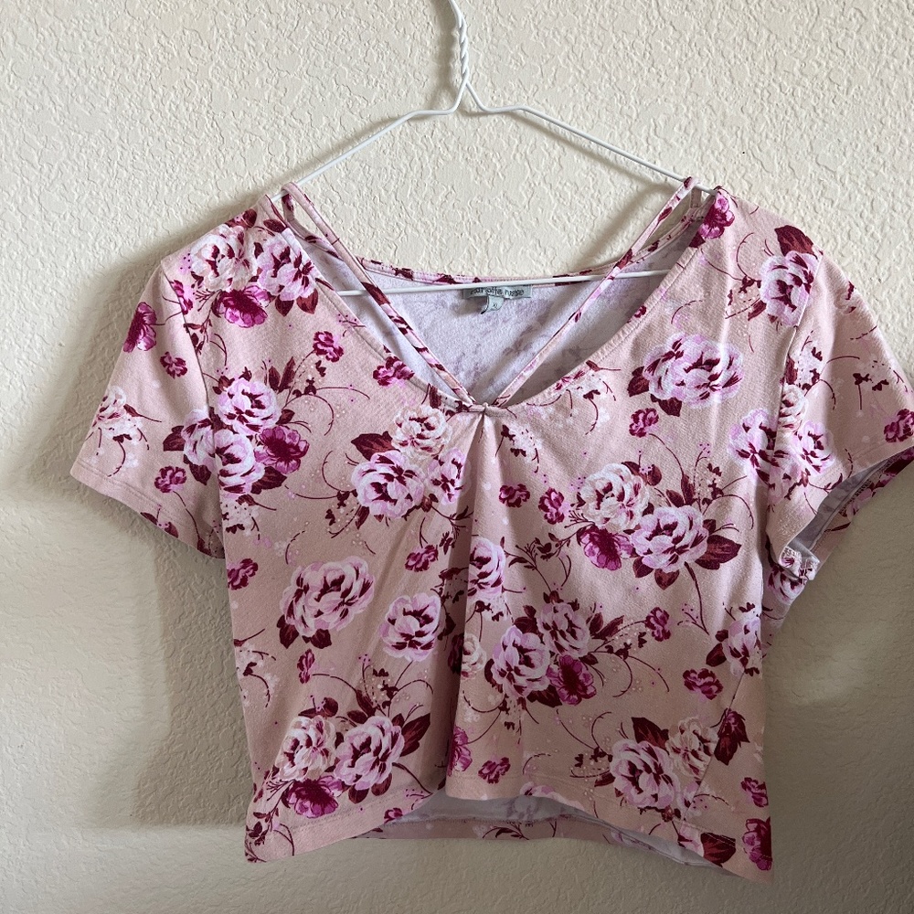 Pink floral Crop Top